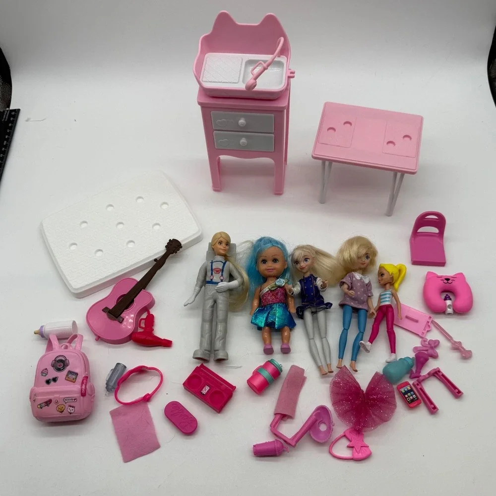 Mattel Barbie Chelsea Doll mixed brand Lot Dolls Furniture Accessories toy lot.